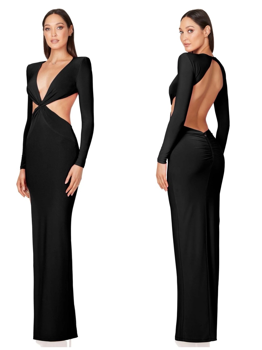 Nookie Black Long Sleeve Cutout Maxi Dress size M